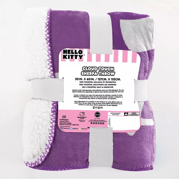 NWT Hello Kitty "Peekaboo Rainbow" Cloud Sherpa Throw Blanket, 50" x 60" - Picture 7 of 9